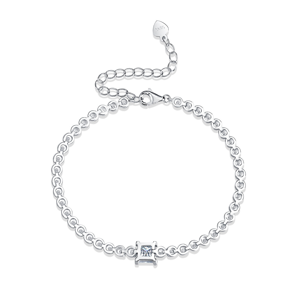 Rubik's Cube Moissanite Silver Bracelet