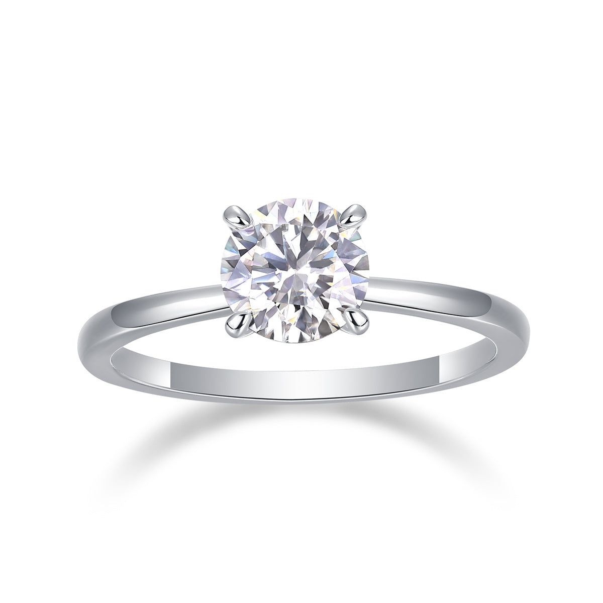 Classic 4 Prong Moissanite Silver Ring