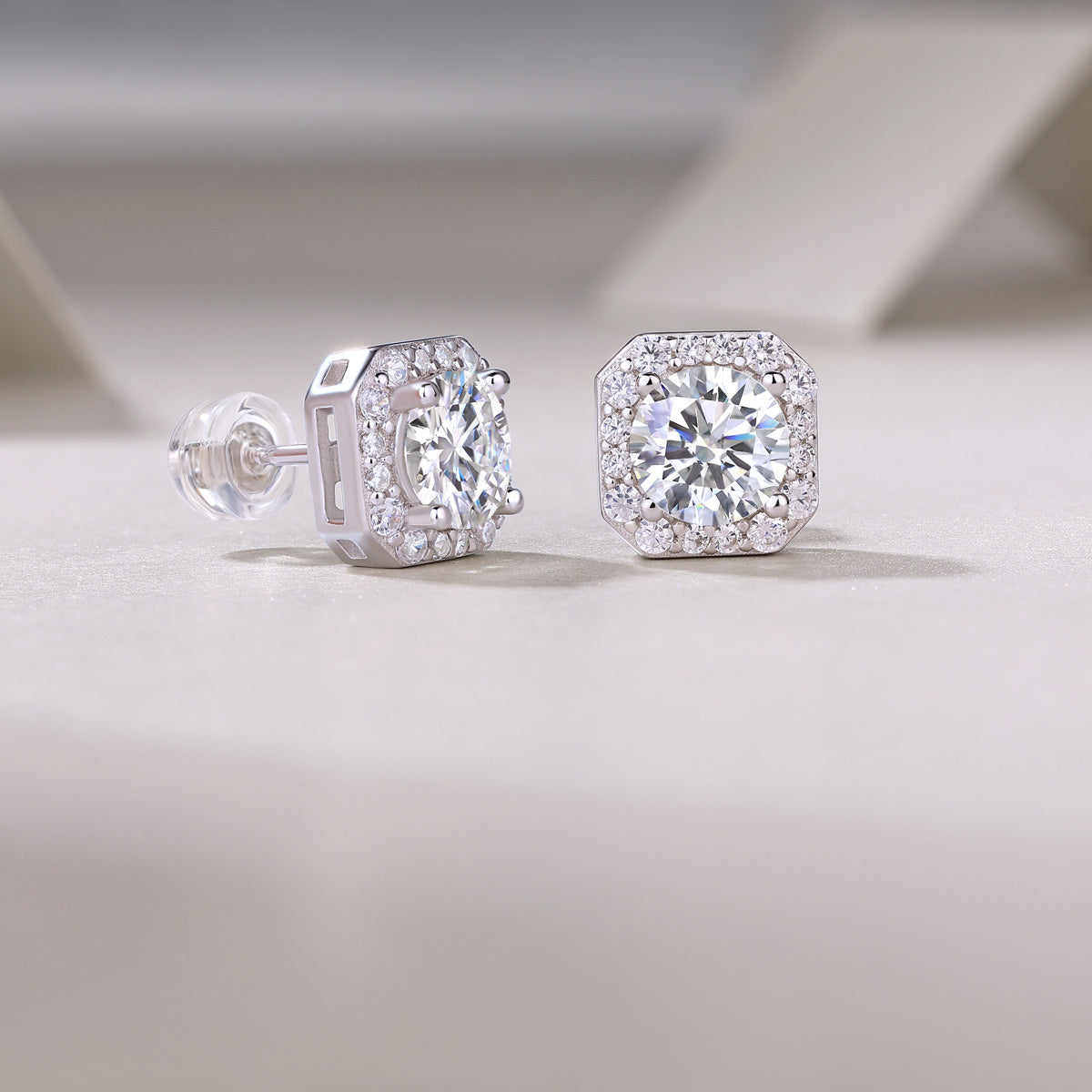 Heart Rose Diamond Stud Earrings