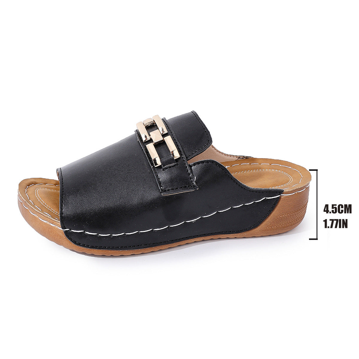 Plus Size Peep Toe Metal Slippers