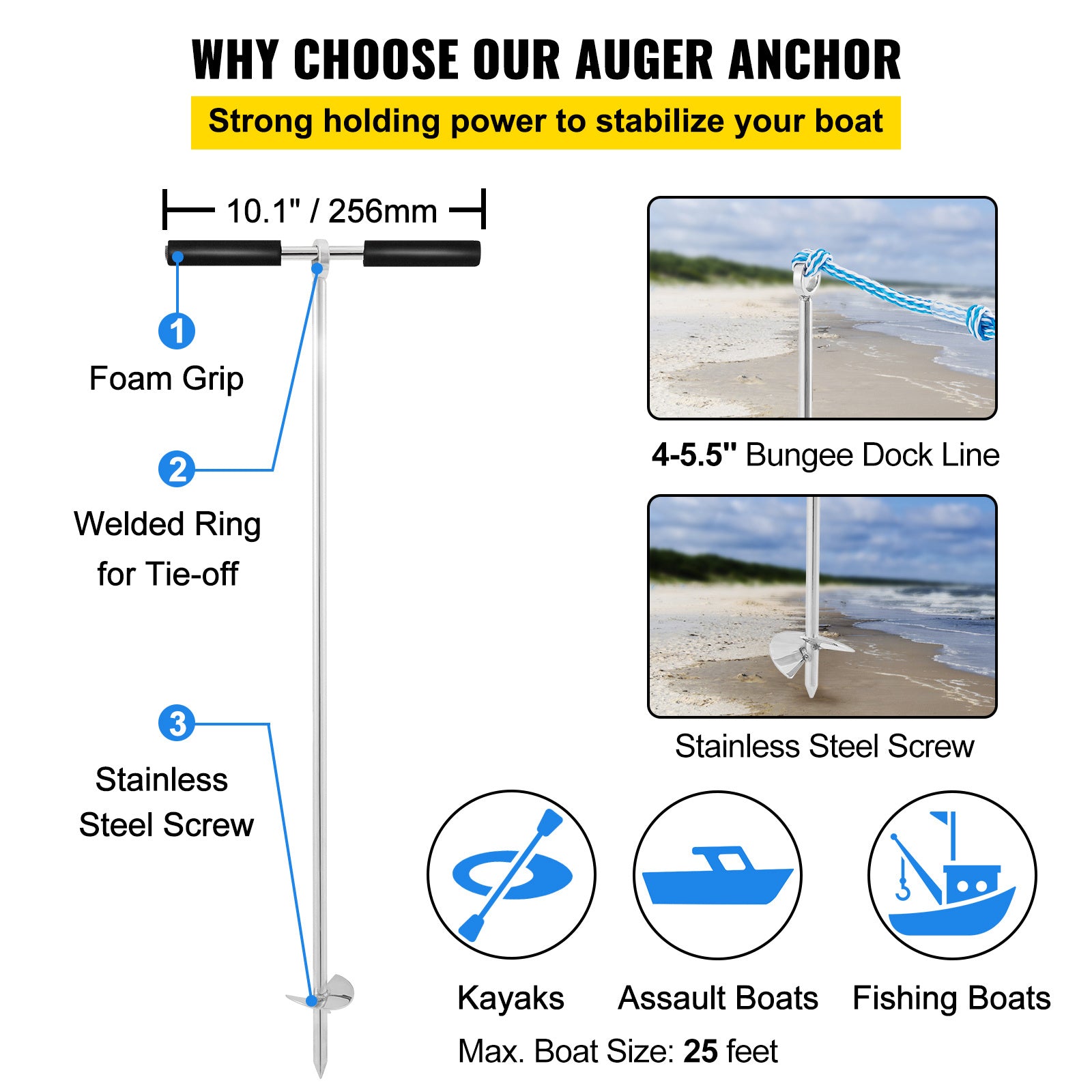 VEVOR Stainless Steel Sand Anchor Kit