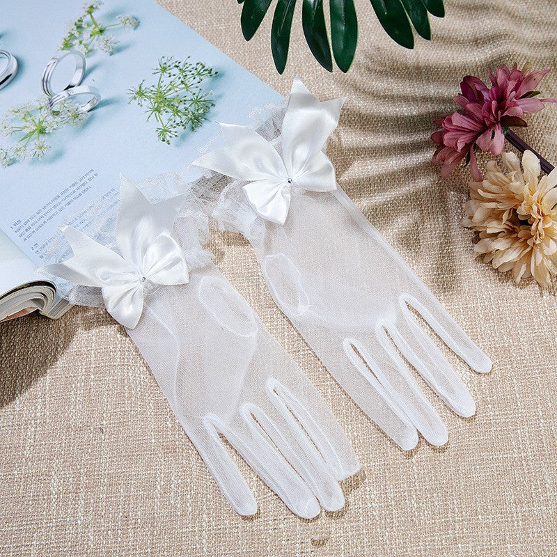 Gants de mariée en tulle cristal