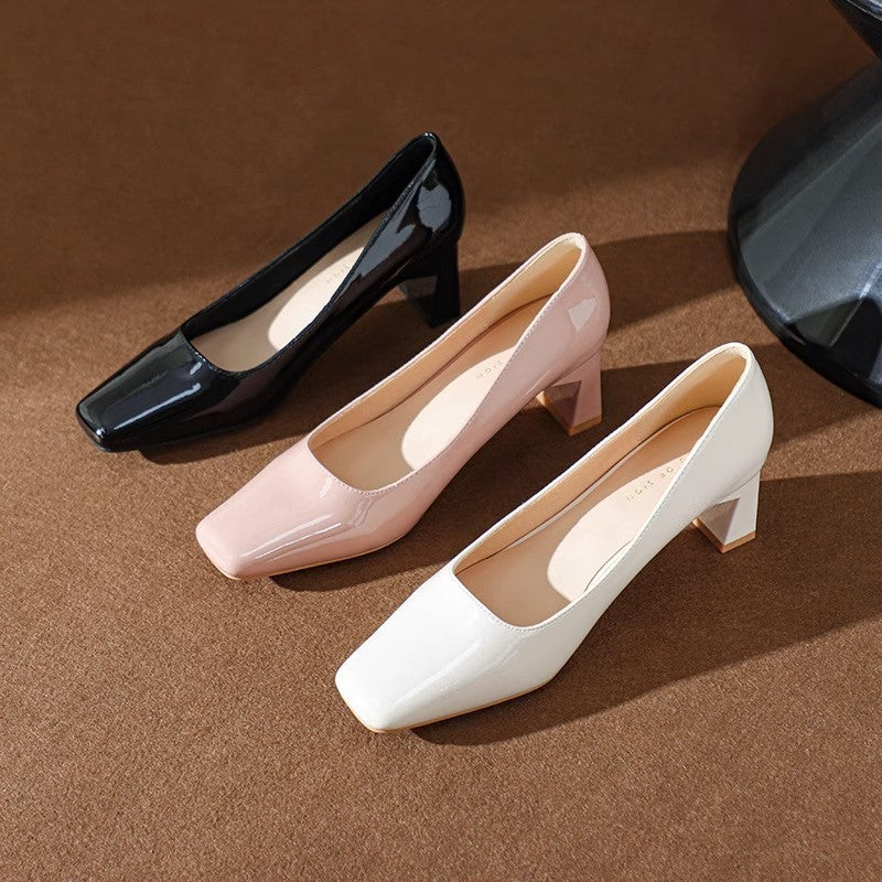 Classic Patent Leather Square Toe Heels