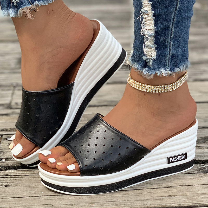 Hollow Fish Mouth Wedge Sandals