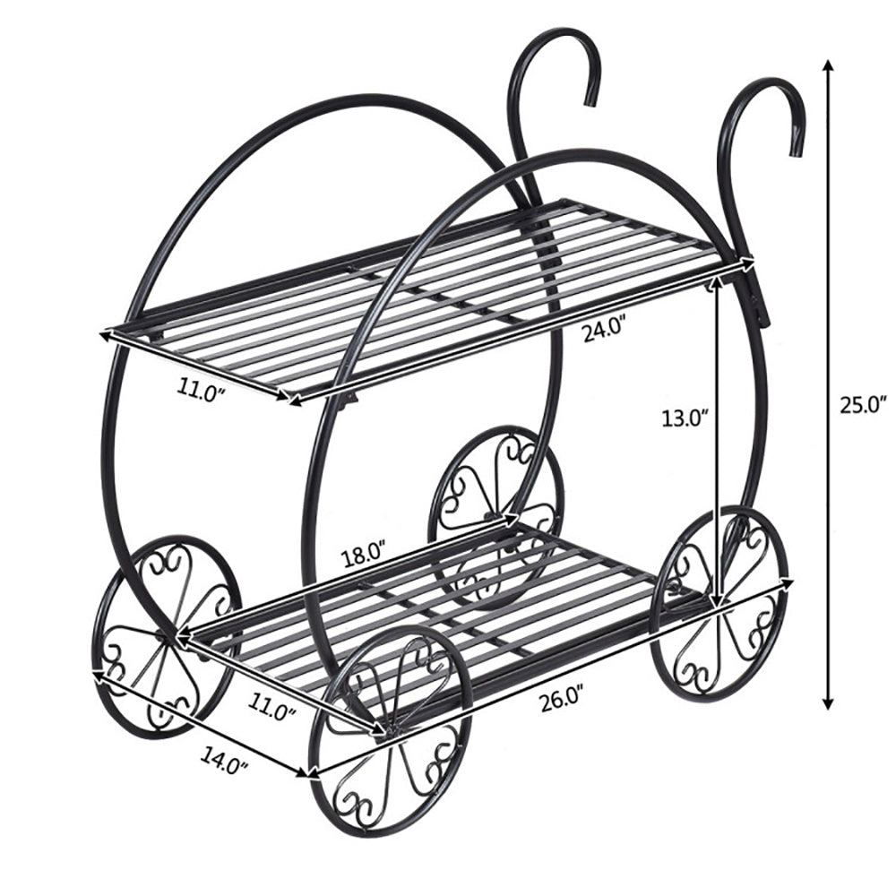 Metal Flower Cart Plant Stand