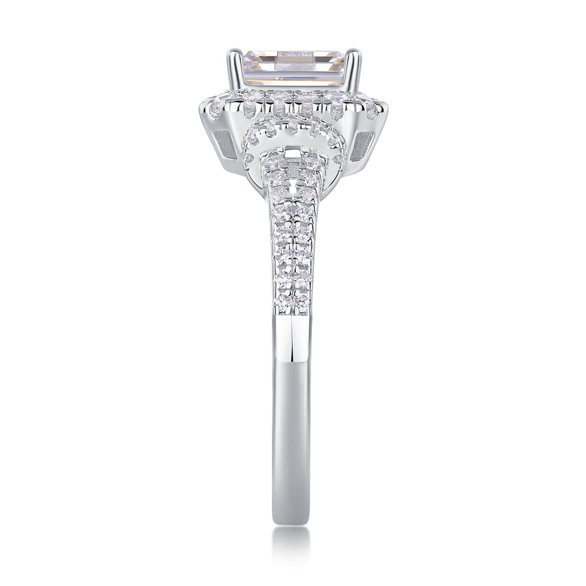 Square Moissanite Silver Diamond Ring