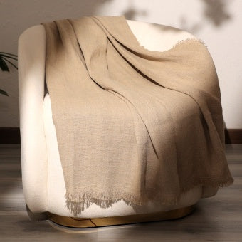 Stonewashed Linen Fringe Throw Blanket