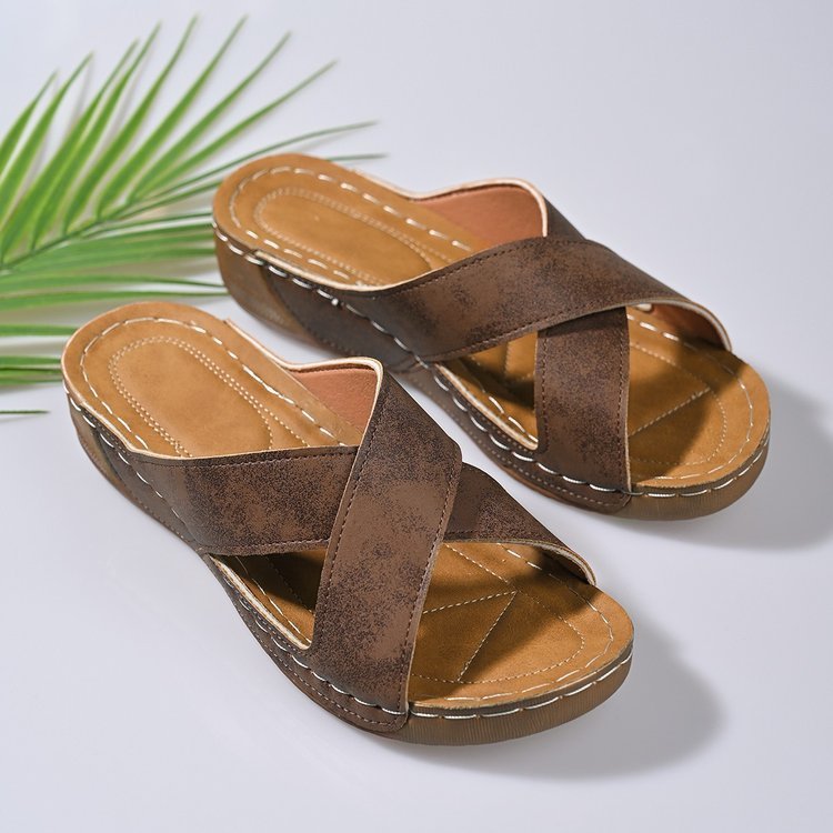 Women's Cross Wedge Platform Beach Sandals