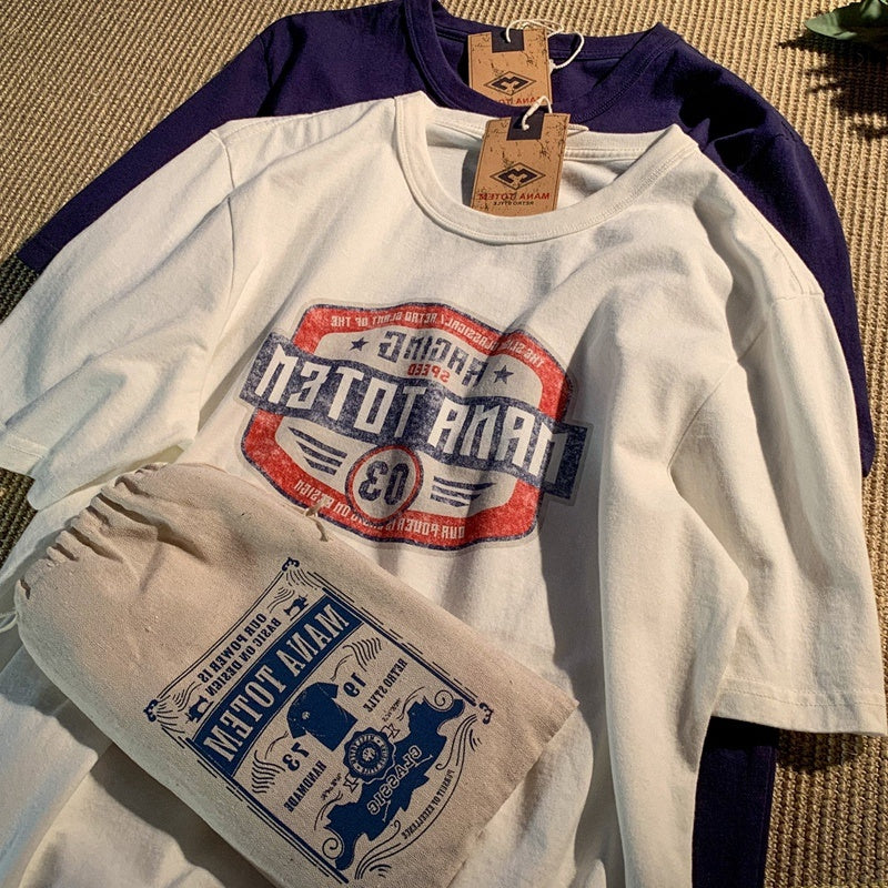 T-shirt ample à imprimé fille rétro pour homme