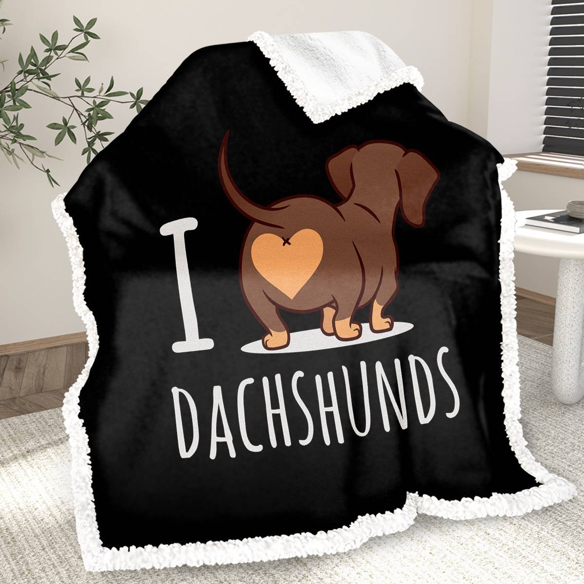 3D Wiener Dog Reversible Fleece Blanket
