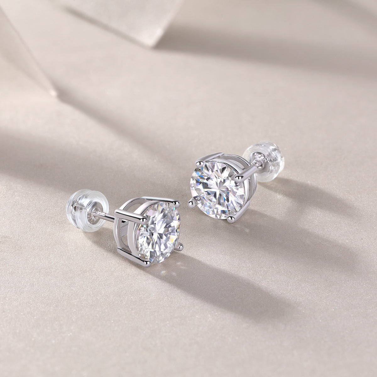 Classic Moissanite Silver Stud Earrings