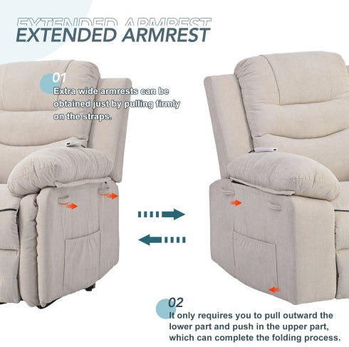 Power Lift Massage Recliner Chair Blue