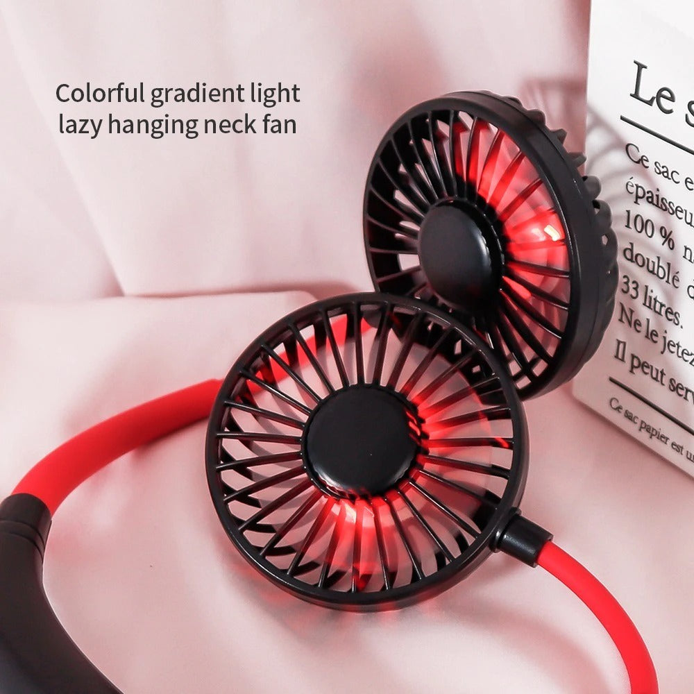 Mini USB Neckband Fan with Double Coolers