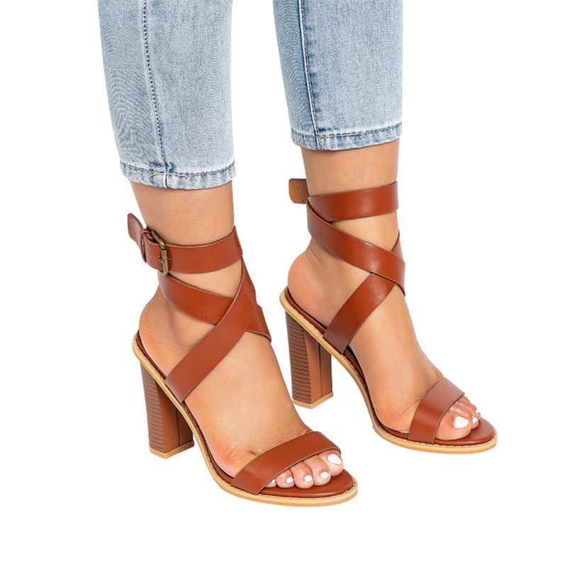 Chunky Heel Plus-Size Sandals Women