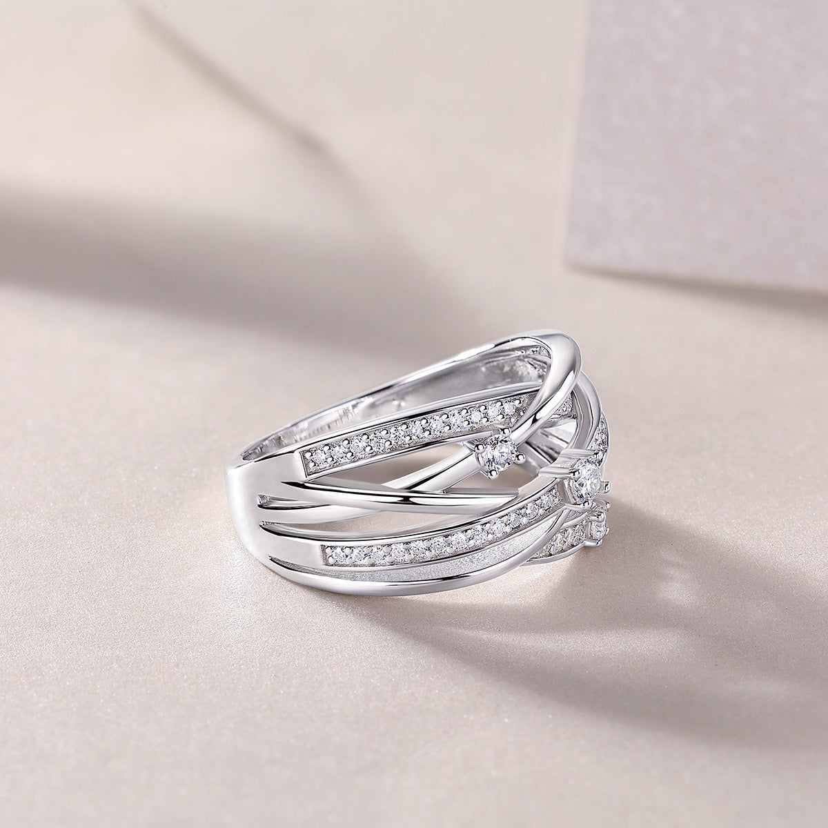 Star Moissanite Luxury Silver Ring Set