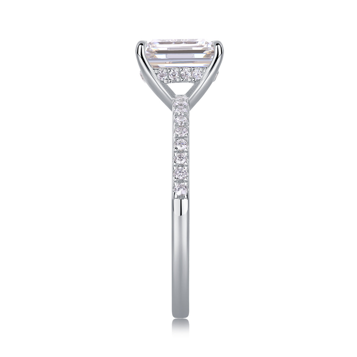 Square Moissanite Silver Diamond Ring