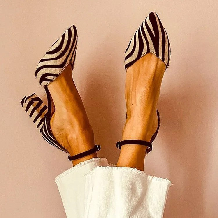Zebra Print Hollow High Heel Sandals