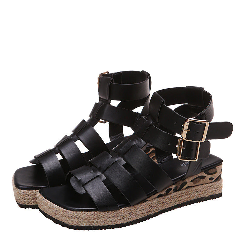 Woven Hemp Rope Platform Wedge Sandals