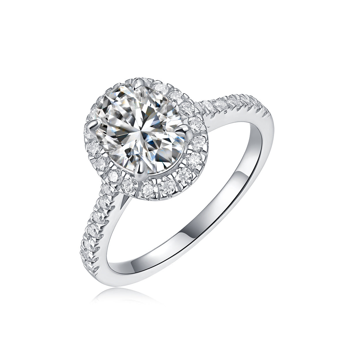 Audrey Large Moissanite Silver Ring
