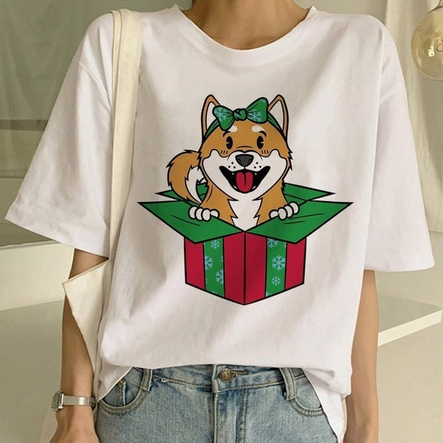 T-shirt col rond graphique Shiba Inu