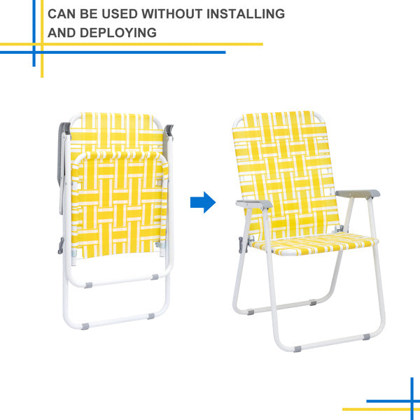 2pcs Yellow & White Striped Beach Chairs