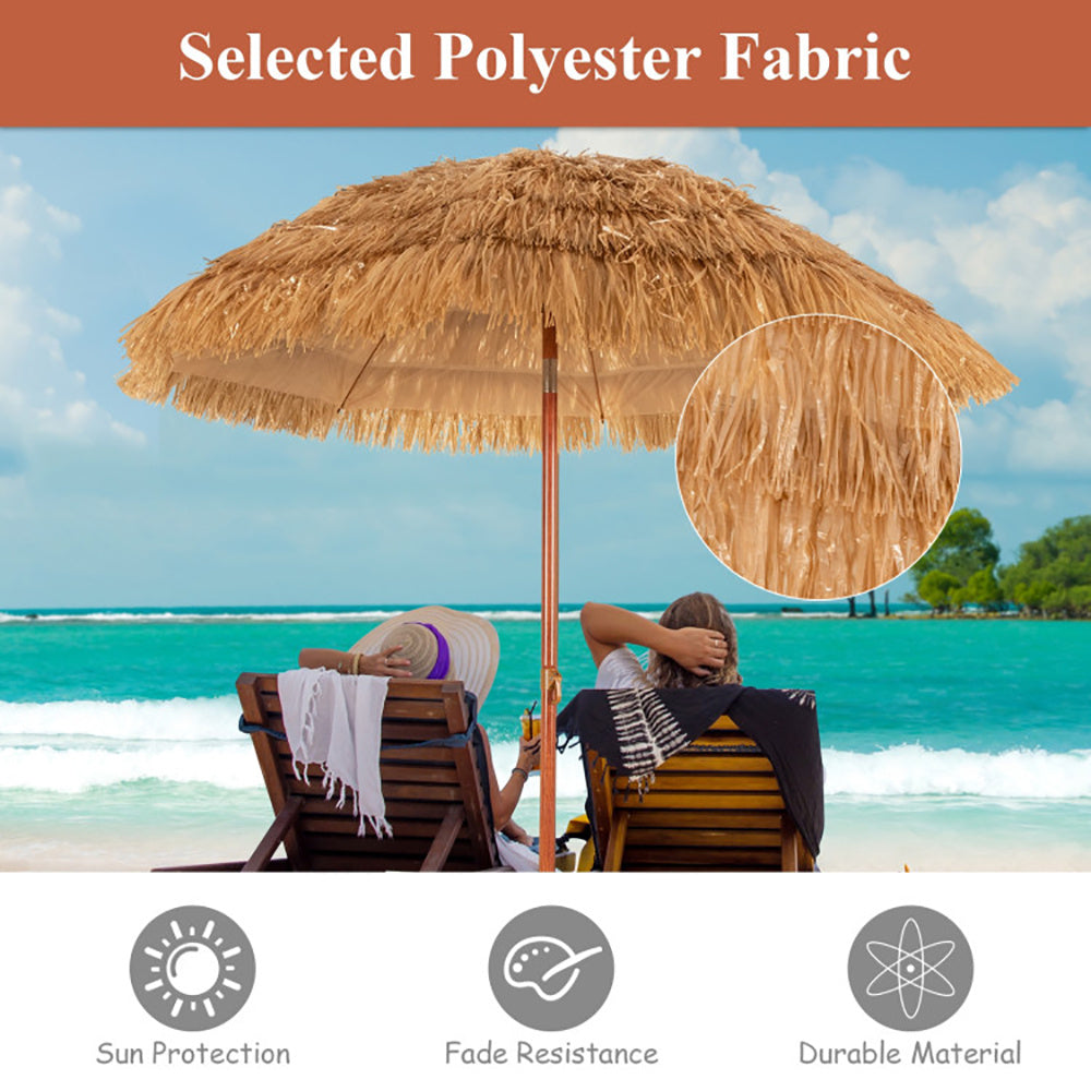 6.5ft Portable Thatched Tiki Beach Umbrella