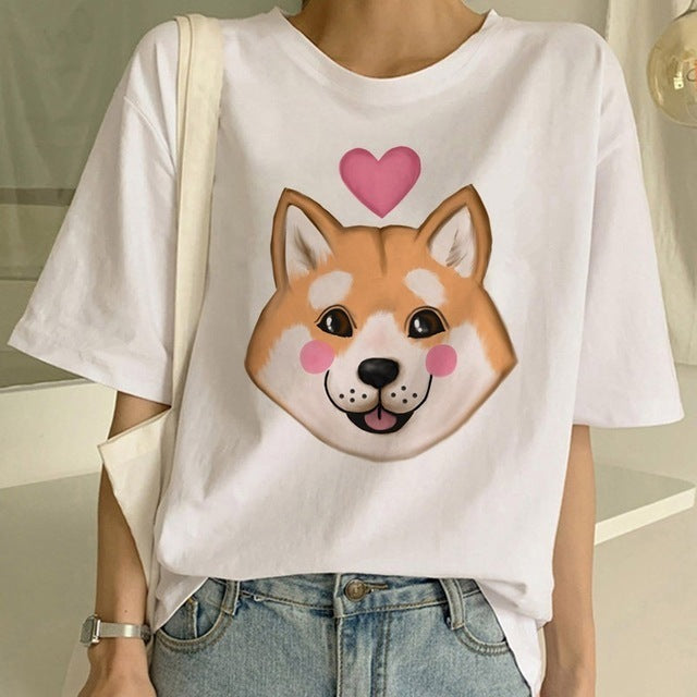 T-shirt col rond graphique Shiba Inu
