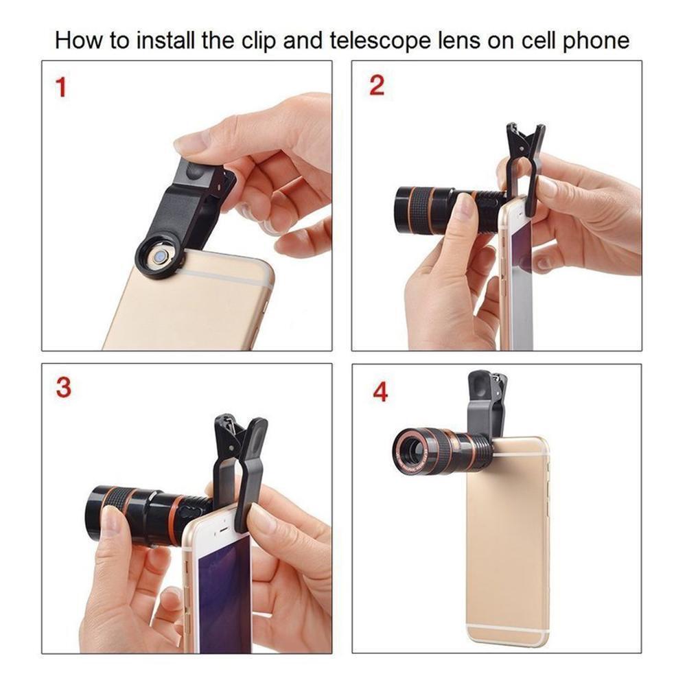 HD 8X Clip-On Optical Zoom Lens