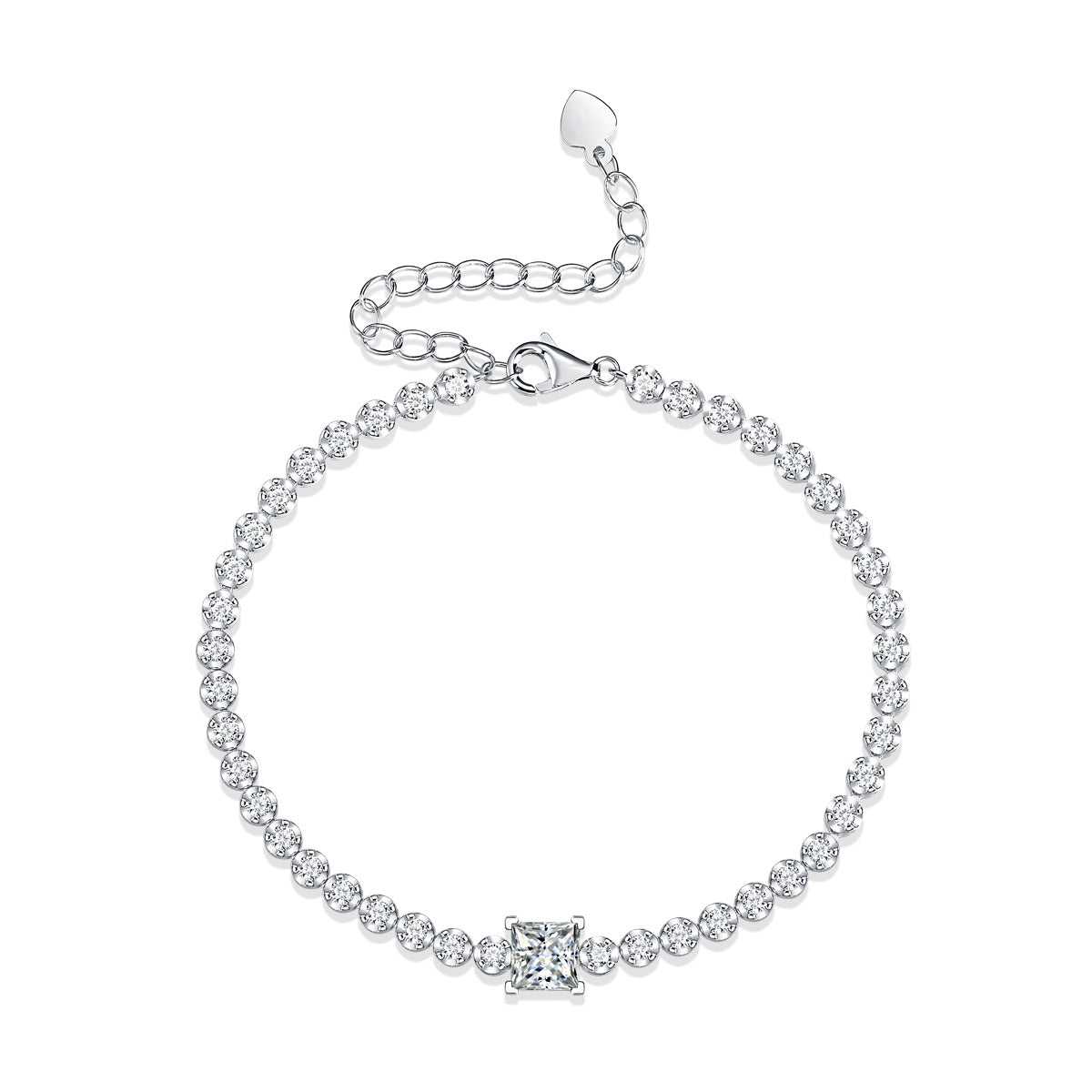 Rubik's Cube Moissanite Silver Bracelet