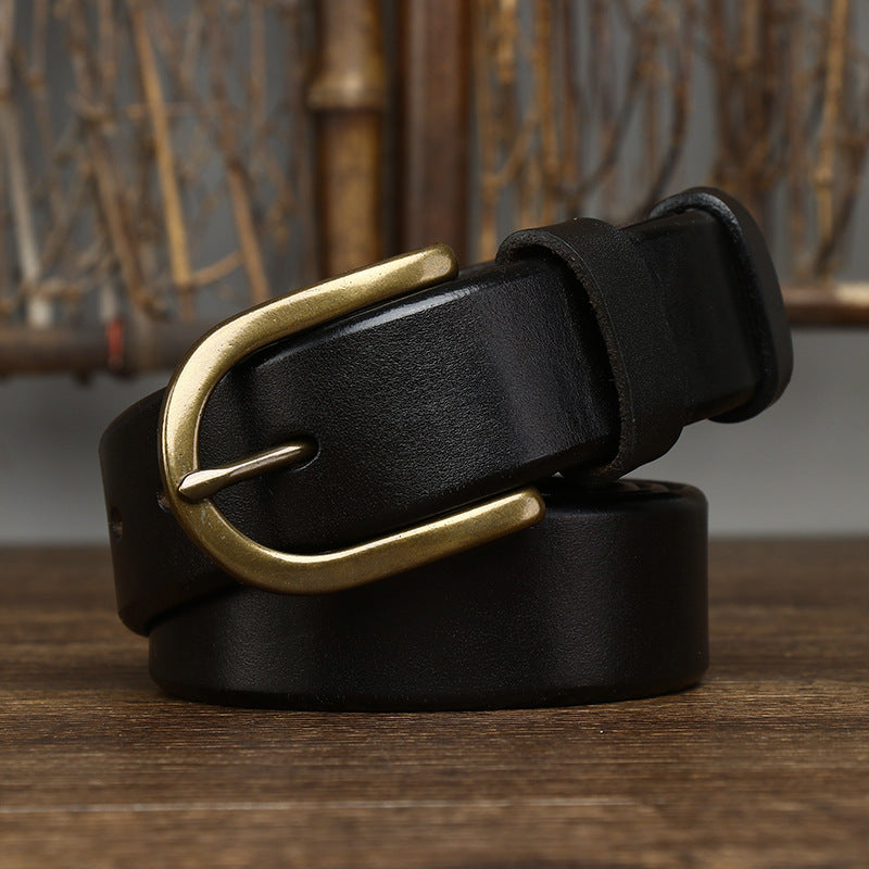 Ceinture rétro à boucle en cuivre pour homme 3,3 cm