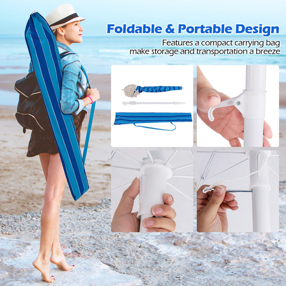 6.5FT Fringe Beach Umbrella w/ Tilt