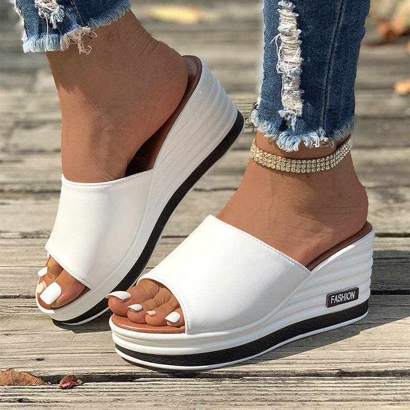 Hollow Fish Mouth Wedge Sandals