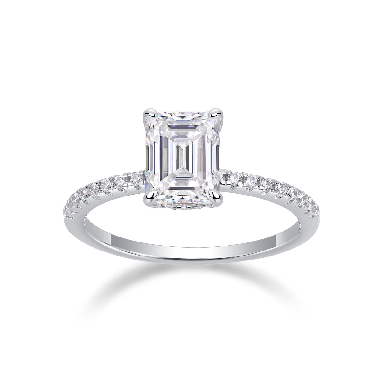 Square Moissanite Silver Diamond Ring