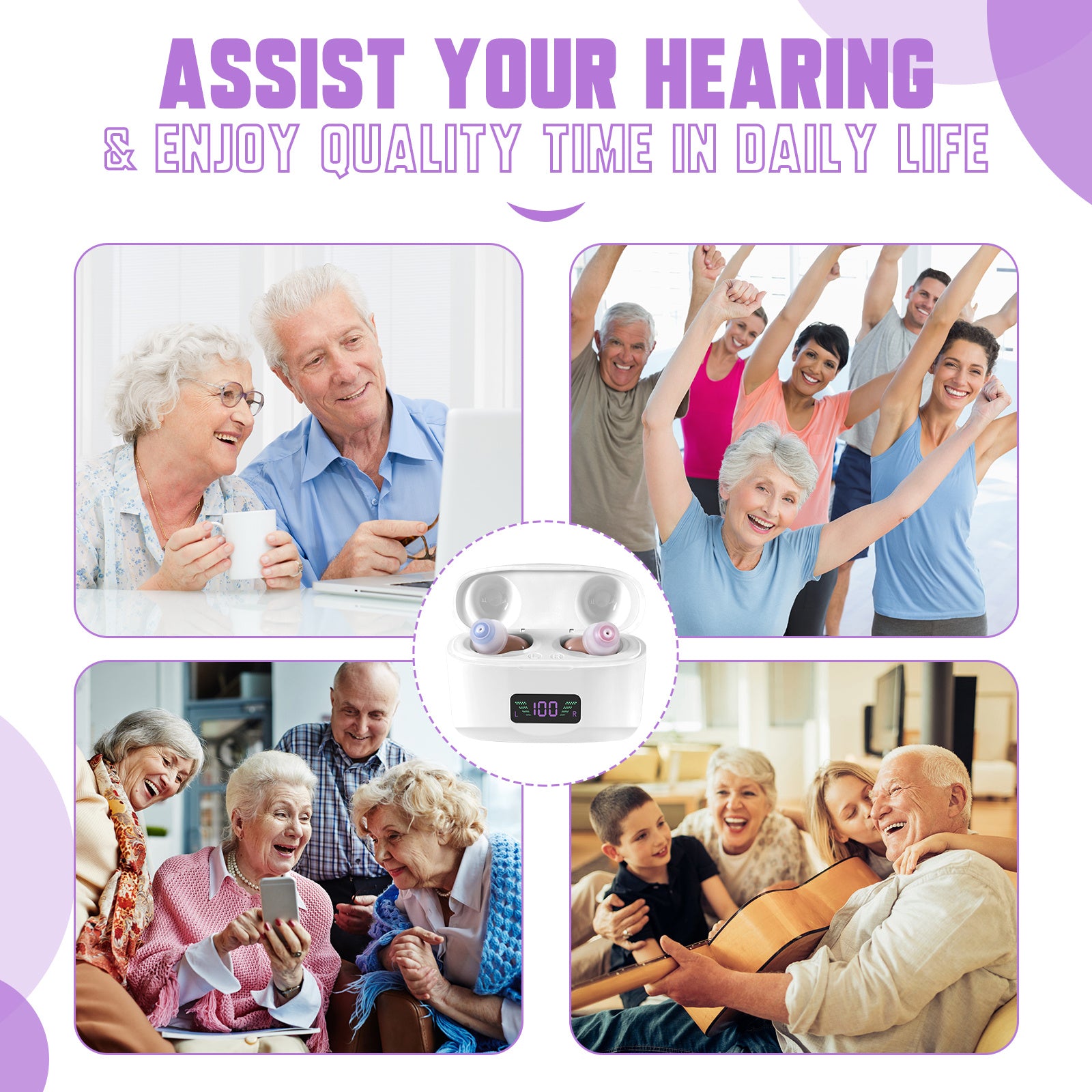Portable Hearing Aids with Charging Case