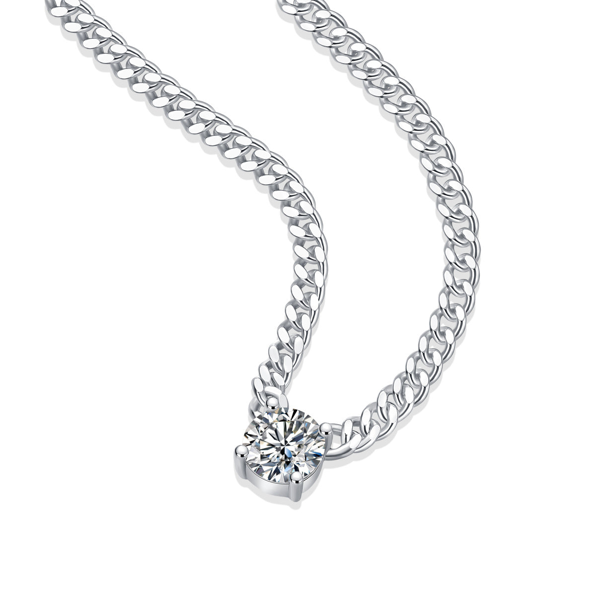 Cuban Moissanite Silver Pendant Set