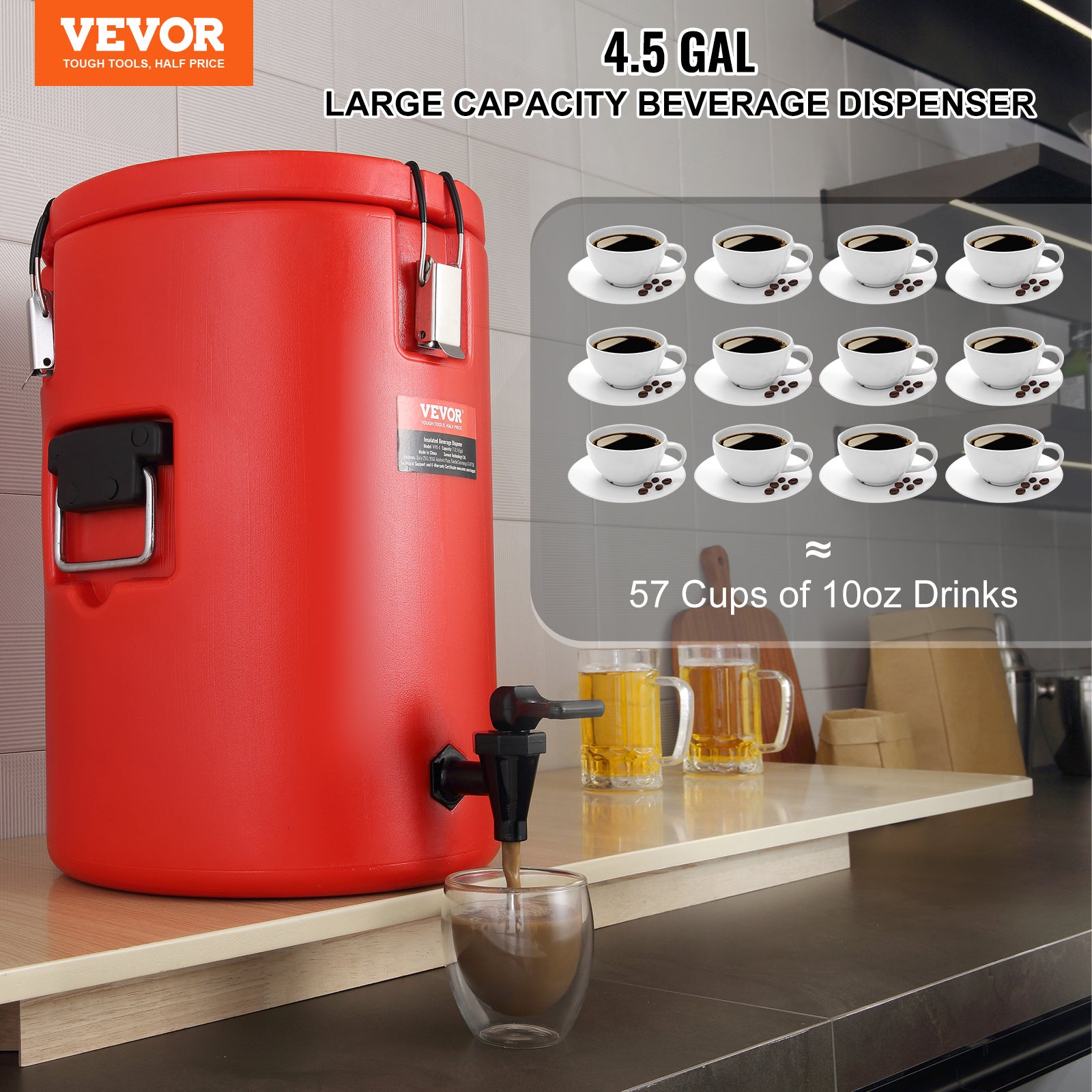 VEVOR 4.5 Gal Stainless Beverage Dispenser