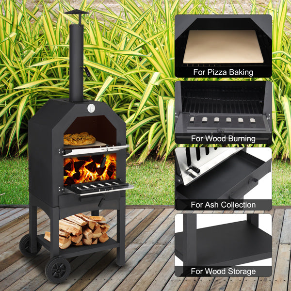 Freestanding Carbon Grill w/ Chimney & Pizza Stone