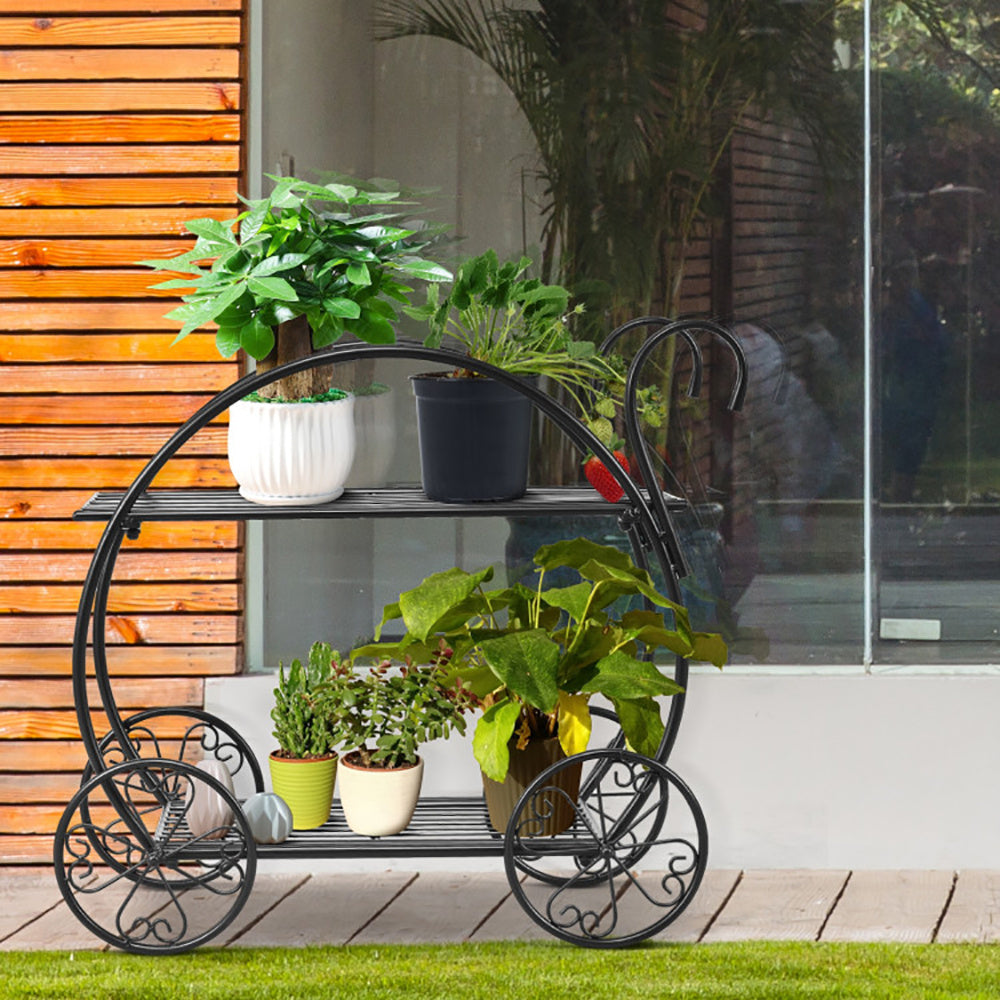 Metal Flower Cart Plant Stand