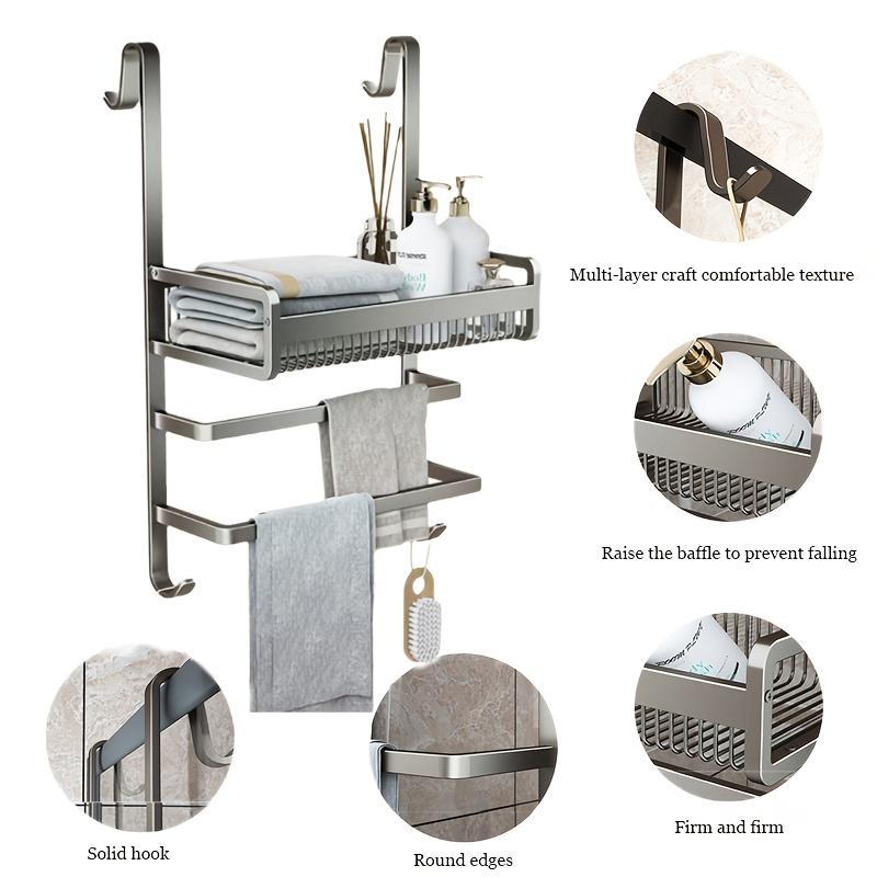 Punch-Free Bathroom Glass Door Towel Rack