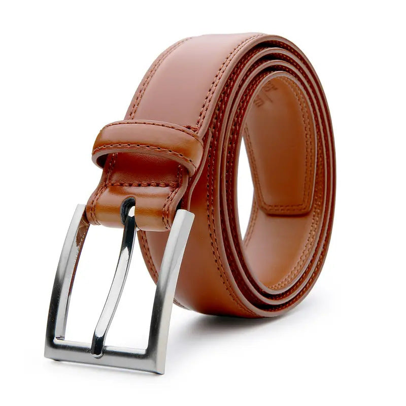 Ceinture à boucle ardillon en cuir de vache véritable pour homme