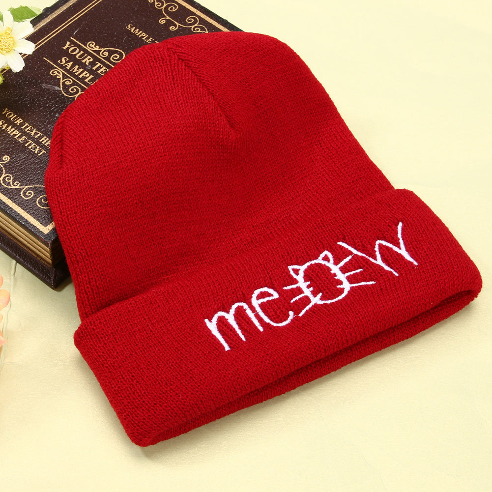 Autumn MEOW Wool Knit Beanie Hat
