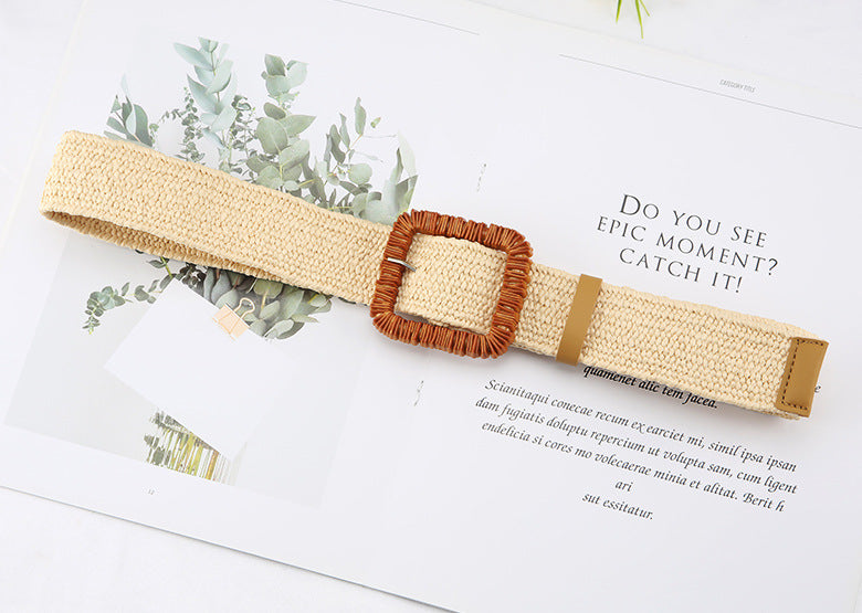 Ceinture large en coton et lin