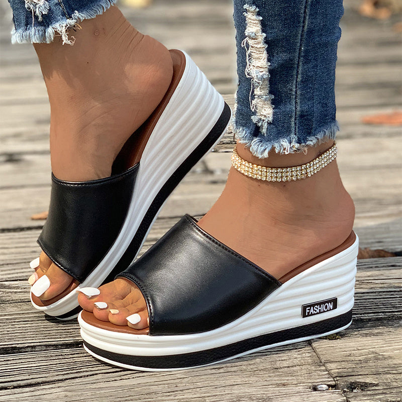 Hollow Fish Mouth Wedge Sandals