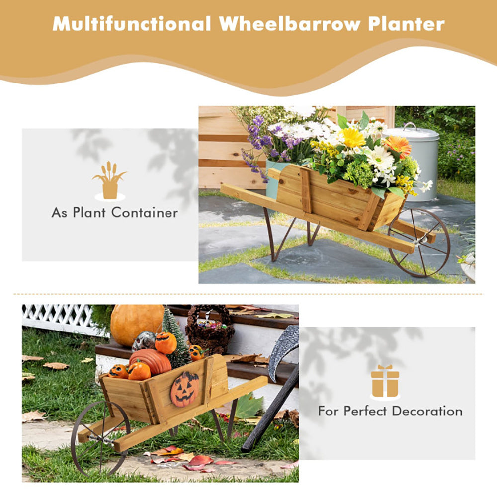 Wooden Wagon Planter with 9 Magnetic Accessories