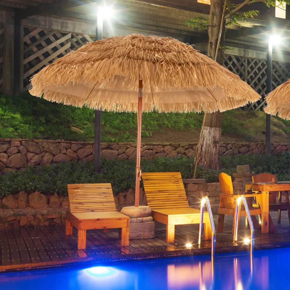 6.5ft Portable Thatched Tiki Beach Umbrella