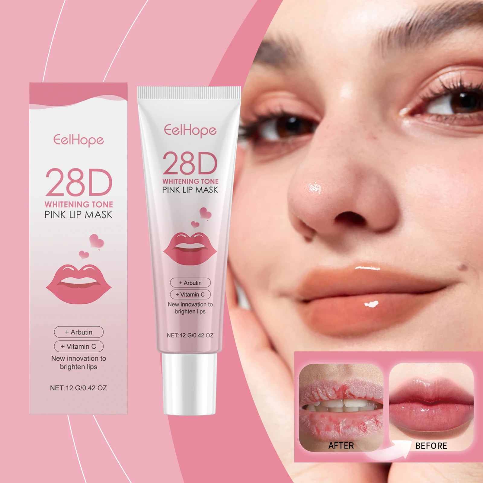 EELHOPE Pink Lip Balm & Mask Set