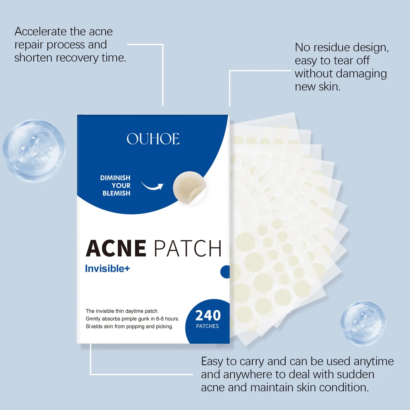 Ouhoe 240PCS Invisible Acne Patches