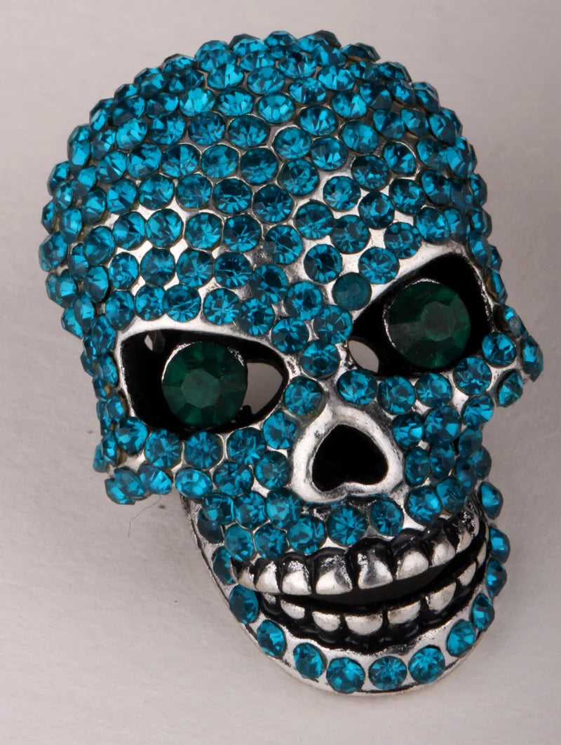 Skull Skeleton Crystal Brooch Pin Women Girls