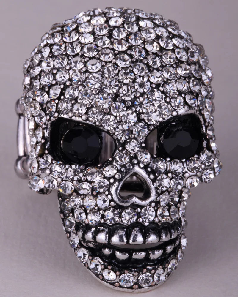 Skull Skeleton Crystal Brooch Pin Women Girls
