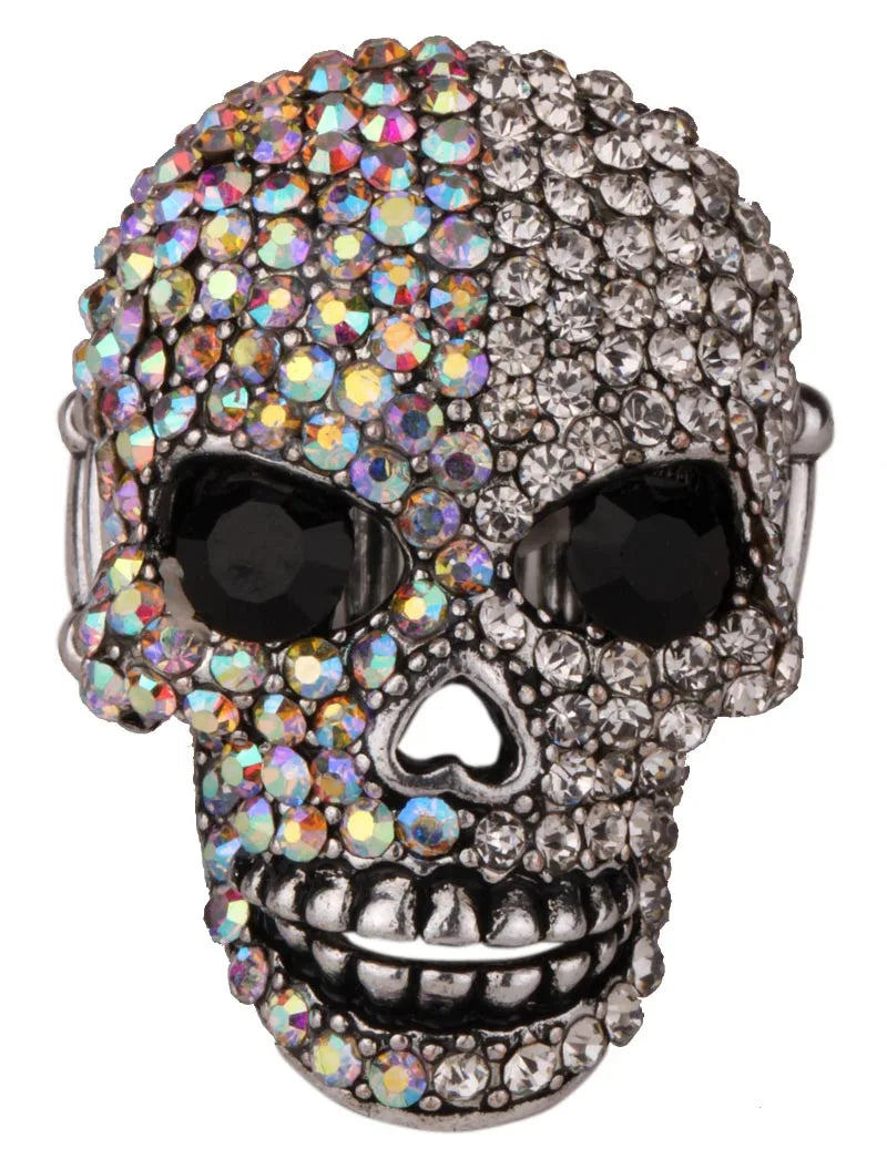 Skull Skeleton Crystal Brooch Pin Women Girls